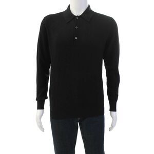 Goodlife Mens Long Sleeve Collared Waffle Knit Shirt Black Cotton Size Small